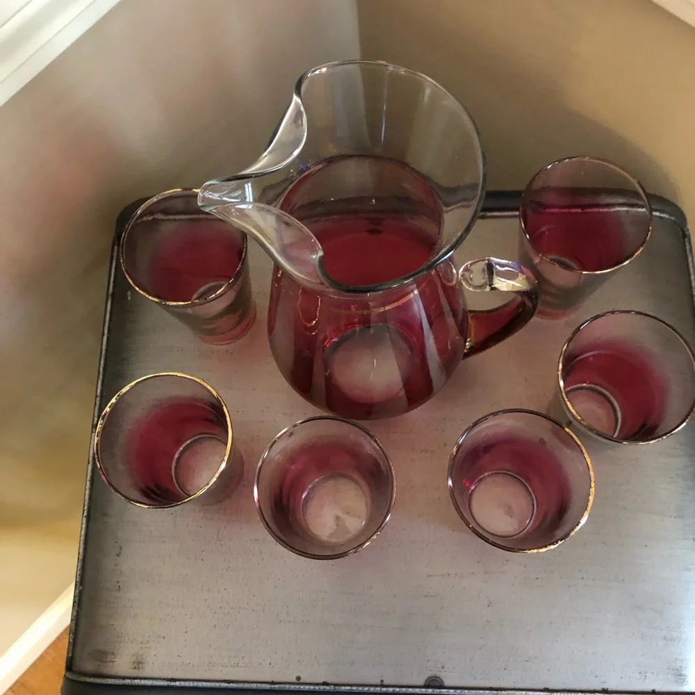 Elegant Ombre Glass Pitcher and Tumbler Set - Picture 2 of 13